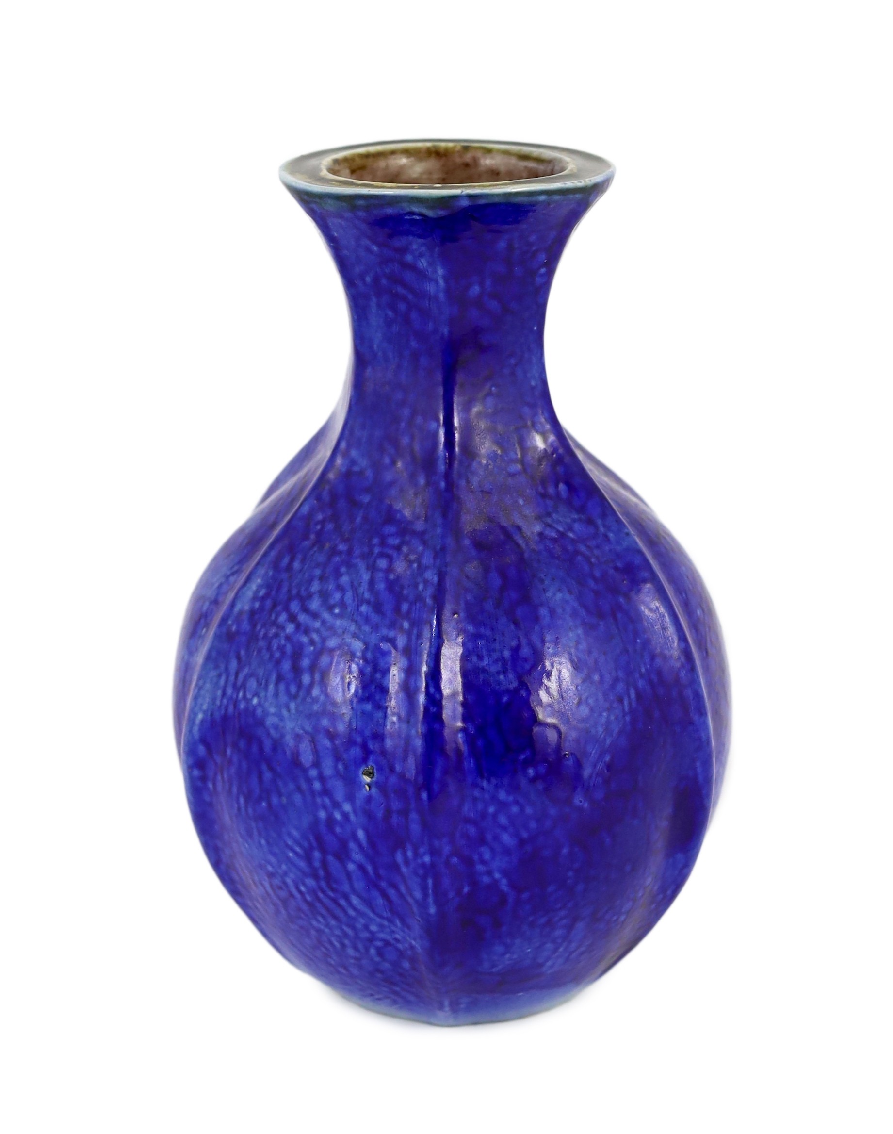 A Martin Brothers cobalt blue glazed vase, early 20th century, 24.5cm high